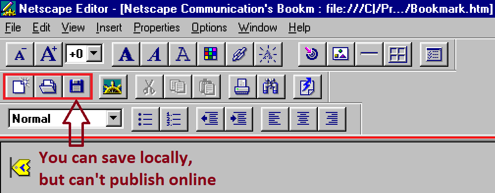 Screenshot of Editor in Netscape 3